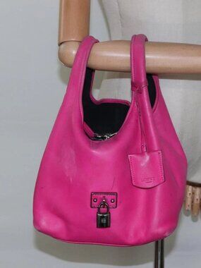 LOEWE Hand Bag Leather Pink Silver